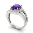 thumbnail image 1 of 2.78ct oval cut purple natural amethyst 18k white gold halo Bridal Wedding Engagement Promise Anniversary Ring for Women size 8.25, 1 of 7