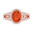 thumbnail image 1 of Clara Pucci 14K Rose Gold Solid Gold Red Solitaire with Accents Anniversary Ring for Women - 2.6 cttw Oval Cut, 1 of 7