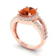 thumbnail image 1 of 2.78ct oval cut red Zircon 14k rose gold halo Bridal Wedding Engagement Promise Anniversary Ring for Women size 10.75, 1 of 7