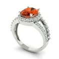 thumbnail image 1 of 2.78ct oval cut red Zircon 14k white gold halo Bridal Wedding Engagement Promise Anniversary Ring for Women size 6.75, 1 of 7