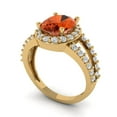 thumbnail image 1 of 2.78ct oval cut red Zircon 18k yellow gold halo Bridal Wedding Engagement Promise Anniversary Ring for Women size 4.75, 1 of 7