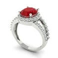 thumbnail image 1 of 2.78ct oval cut red ruby 14k white gold halo Bridal Wedding Engagement Promise Anniversary Ring for Women size 8.25, 1 of 7