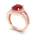 thumbnail image 1 of 2.78ct oval cut red ruby 18k rose gold halo Bridal Wedding Engagement Promise Anniversary Ring for Women size 10, 1 of 7
