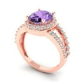 thumbnail image 1 of 2.78ct oval cut alexandrite 14k rose gold halo Bridal Wedding Engagement Promise Anniversary Ring for Women size 4.25, 1 of 7