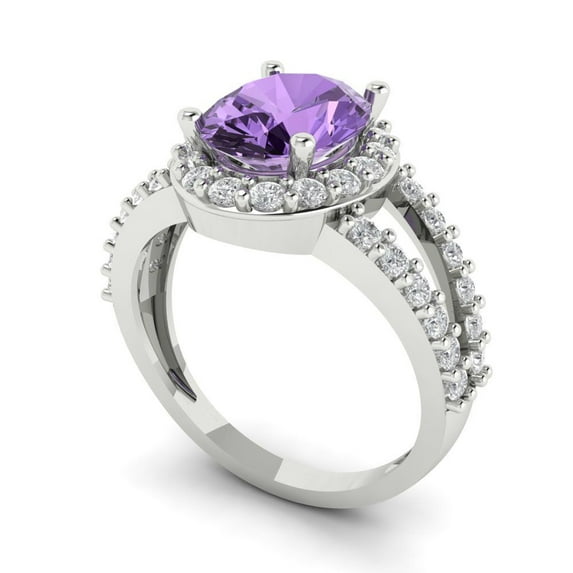 2.78ct oval cut alexandrite 18k white gold halo Bridal Wedding Engagement Promise Anniversary Ring for Women size 5.5