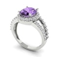 thumbnail image 1 of 2.78ct oval cut alexandrite 18k white gold halo Bridal Wedding Engagement Promise Anniversary Ring for Women size 7.25, 1 of 7