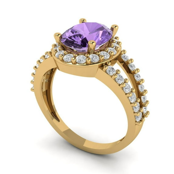 2.78ct oval cut alexandrite 18k yellow gold halo Bridal Wedding Engagement Promise Anniversary Ring for Women size 4.5