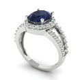 thumbnail image 1 of 2.78ct oval cut blue sapphire 14k white gold halo Bridal Wedding Engagement Promise Anniversary Ring for Women size 5, 1 of 7