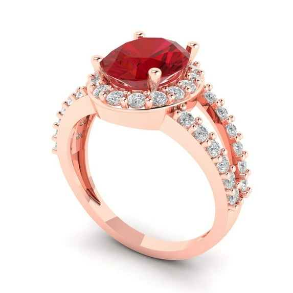 2.78ct oval cut tourmaline 14k rose gold halo Bridal Wedding Engagement Promise Anniversary Ring for Women size 9.75