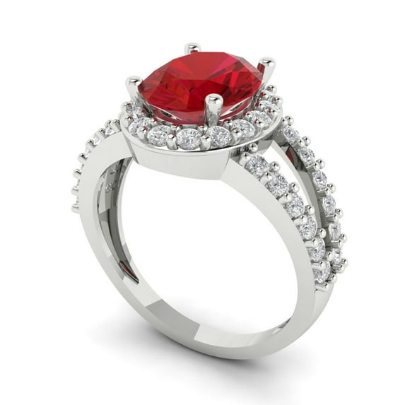 2.78ct oval cut tourmaline 18k white gold halo Bridal Wedding Engagement Promise Anniversary Ring for Women size 7.25