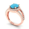 thumbnail image 1 of 2.78ct oval cut turquoise 18k rose gold halo Bridal Wedding Engagement Promise Anniversary Ring for Women size 7.25, 1 of 7