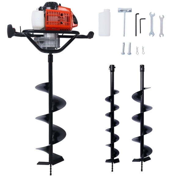 2.7HP Gas Post Hole Digger with 3 Auger Bits, 63cc 2-Stroke EPA Certified Auger Drill (12"W x 43.5"H)