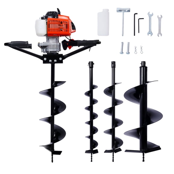 2.7HP Post Hole Digger 63cc two person handle Gas-Powered 2-Stroke Auger Digging Drill Shaft Size 3/4" (Machine Only)EPA COMPLAINT With L4"+L6"+L8"+L12" DRILL BITS