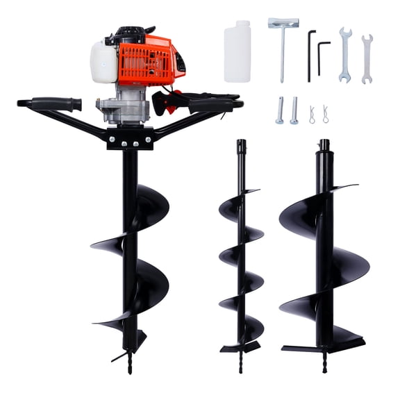 2.7HP Post Hole Digger 63cc two person handle Gas-Powered 2-Stroke Auger Digging Drill Shaft Size 3/4" (Machine Only)EPA COMPLAINT With L6"+L10"+L12" DRILL BITS,