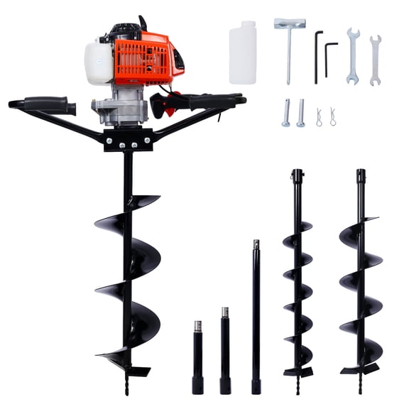 2.7HP Post Hole Digger 63cc two person handle Gas-Powered 2-Stroke Auger Digging Drill Shaft Size 3/4" (Machine Only)EPA COMPLAINT WithL4"+L6"+L8" DRILL BITS+EXT ROD KITS,