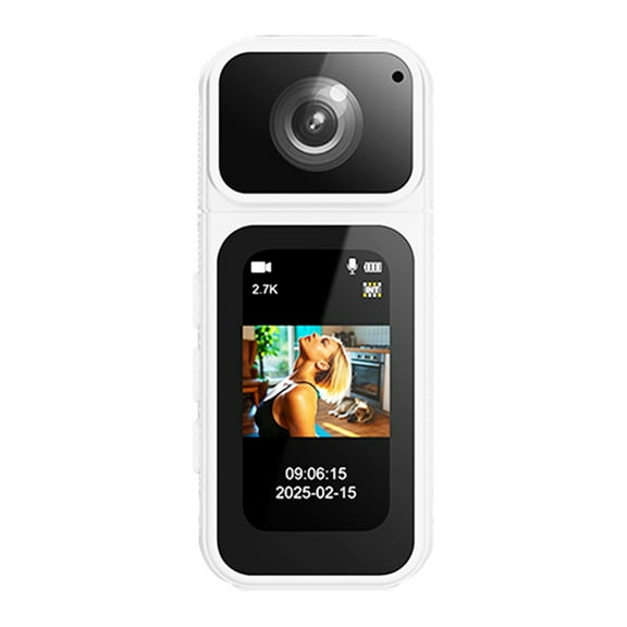 2.7K 1080P Thumb Camera 180 Rotate WIFI Sport Cycling Camera 1.47-Inch IPS Screen Digital Video Recorder Camera White