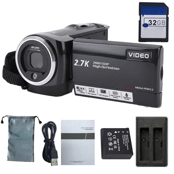 2.7K Camcorder Digital Video Camera, 50MP 16X Digital Zoom Video Camera Camcorder, 2.8inch 270 Degree Rotation Screen Digital Video Camera for Outdoor Travel Recording, B