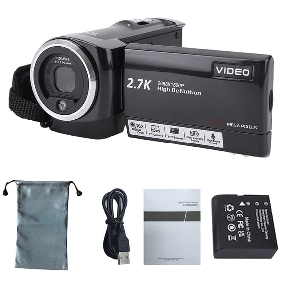 2.7K Camcorder Digital Video Camera, 50MP 16X Digital Zoom Video Camera Camcorder, 2.8inch 270 Degree Rotation Screen Digital Video Camera for Outdoor Travel Recording, A