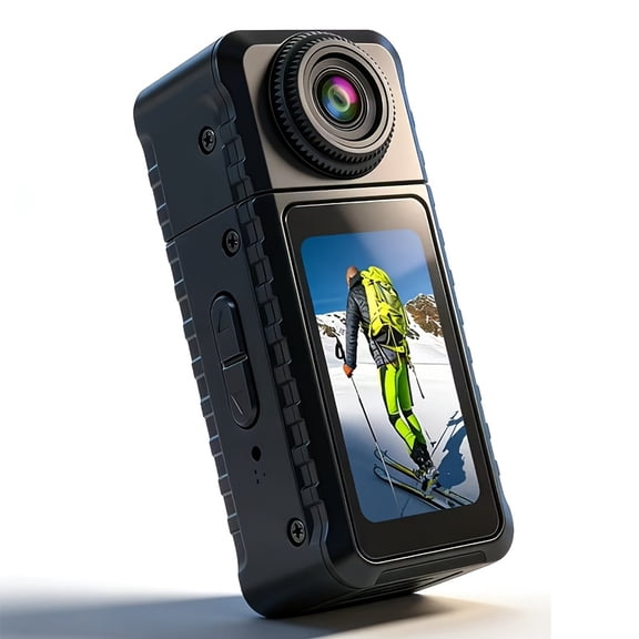 2.7K Thumb Action Camera, Lightweight 35.6g Wearable Camera, Portable Body Camera with 147 Inch Screen, 180° Rotating Lens, Wearable Pocket Camera for Photo Recording, with Card