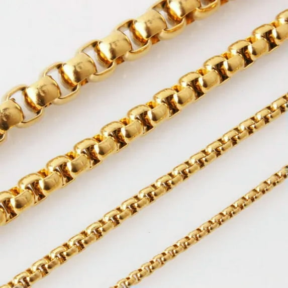 2-7MM Stainless Steel Silver Gold Black Box Chain Mens Womens Necklace 7-40inch