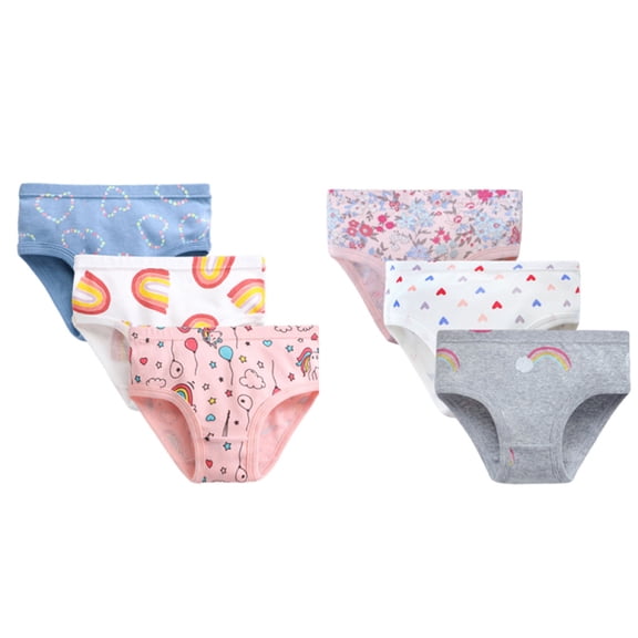 2-7T Baby Girls Sofe Cotton Briefs Toddler Kids Cute Underwear 6-Pack