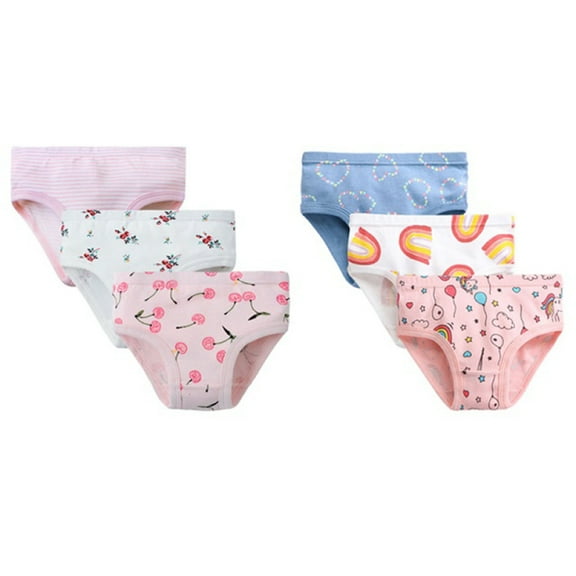 2-7T Baby Girls Sofe Cotton Briefs Toddler Kids Cute Underwear 6-Pack