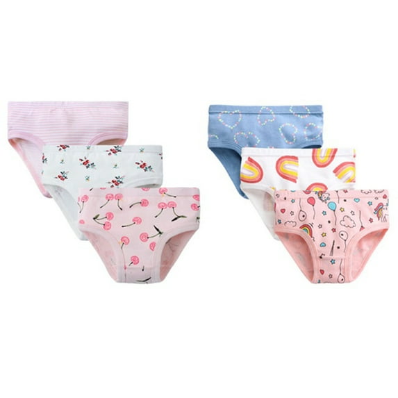2-7T Baby Girls Sofe Cotton Briefs Toddler Kids Cute Underwear 6-Pack