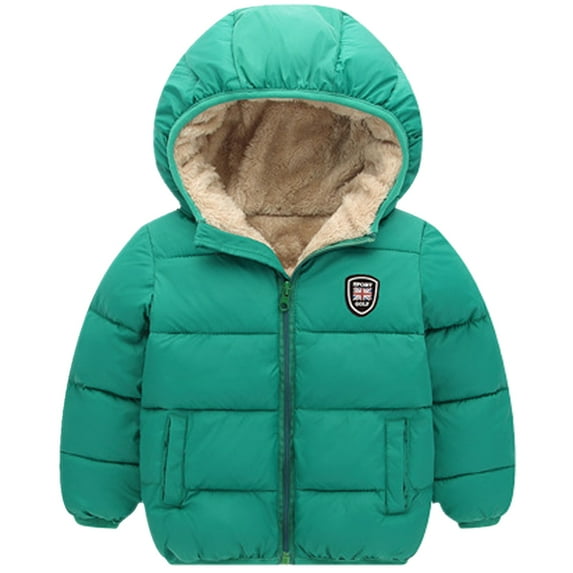 2-7T Toddler Boys Girls Plush Hooded Coats Jackets Kids Winter Warm Snow Clothes Outwear
