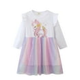 thumbnail image 1 of 2-7T Toddler Little Girls Long Sleeve Dress Kids Casual Party Tulle Tutu Unicorn Dresses, 1 of 8