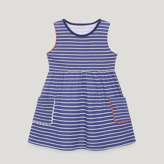 2-7Years Girls' Dresses Fashion Princess Dresses Cute Round Neck Pocket Kids' Dresses Long Dresses For Girl Summer Cute Summer Dresses