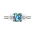 thumbnail image 1 of 2.7ct Asscher Cut Blue Moissanite 14k White Gold Engraving Statement Bridal Wedding Designer Ring Size 10.5, 1 of 8