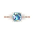 thumbnail image 1 of 2.7ct Asscher Cut Blue Moissanite 18k Pink Rose Gold Engraving Statement Bridal Wedding Designer Ring Size 11, 1 of 5