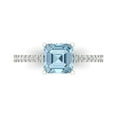 thumbnail image 1 of 2.7ct Asscher Cut Blue Natural Aquamarine 18k White Gold Engraving Statement Bridal Wedding Designer Ring Size 6.5, 1 of 5