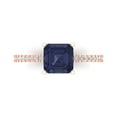 thumbnail image 1 of 2.7ct Asscher Cut Blue Sapphire 14k Pink Rose Gold Engraving Statement Bridal Wedding Designer Ring Size 8.5, 1 of 8