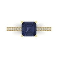 thumbnail image 1 of 2.7ct Asscher Cut Blue Sapphire 18k Yellow Gold Engraving Statement Bridal Wedding Designer Ring Size 9.5, 1 of 5