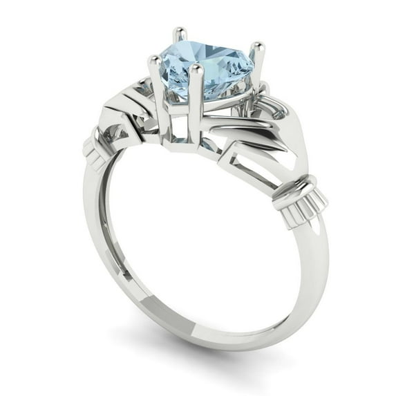 2.7ct Asscher Cut Blue Crystal 14k Yellow Gold Engraving Statement Bridal Wedding Designer Ring Size 8.75