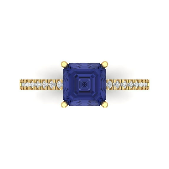 Clara Pucci 14K Yellow Gold 2.7ct Tanzanite Solitaire with Accents Ring