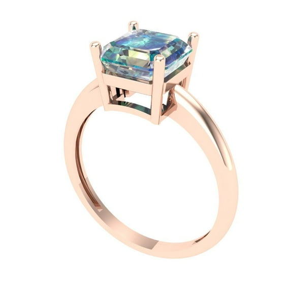 2.7ct Asscher Cut White Sapphire 14k White Gold Engraving Statement Bridal Wedding Designer Ring Size 5.75