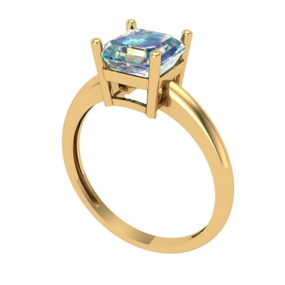 2.7ct Asscher Cut White Sapphire 14k White Gold Engraving Statement Bridal Wedding Designer Ring Size 5