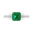 thumbnail image 1 of 2.7ct Asscher Cut Precious Gemstone Green Emerald Real 18k White Gold Robotic Laser Engraving Everlasting Unique Art Deco Statement Bridal Wedding Designer Ring Size 5, 1 of 5