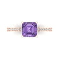 thumbnail image 1 of 2.7ct Asscher Cut Purple Alexandrite 14k Pink Rose Gold Engraving Statement Bridal Wedding Designer Ring Size 5, 1 of 5