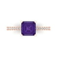 thumbnail image 1 of 2.7ct Asscher Cut Purple Natural Amethyst 18k Pink Rose Gold Engraving Statement Bridal Wedding Designer Ring Size 5, 1 of 5