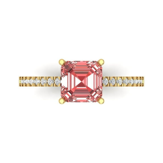 Clara Pucci 14K Yellow Gold 2.7ct Garnet Solitaire with Accents Ring