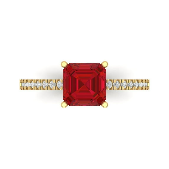Clara Pucci 14K Yellow Gold 2.7ct Ruby Solitaire with Accents Ring