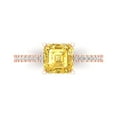 thumbnail image 1 of 2.7ct Asscher Cut Yellow Crystal 14k Pink Rose Gold Engraving Statement Bridal Wedding Designer Ring Size 8, 1 of 5
