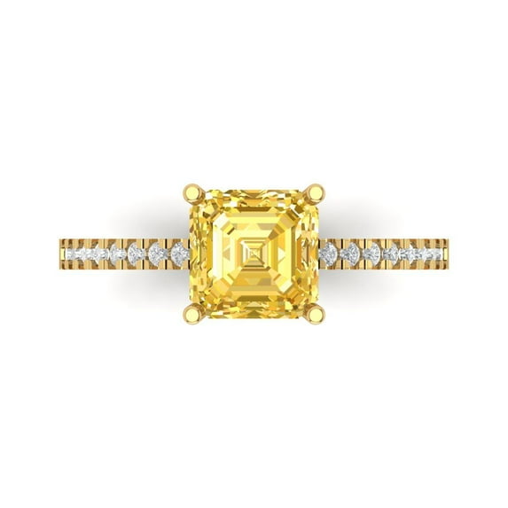Clara Pucci 14K Yellow Gold 2.7ct Citrine Solitaire with Accents Ring