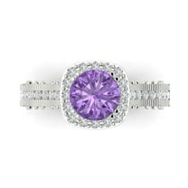 Halo Engagement Ring for Women - 2.37ct Simulated Alexandrite in 18K White Gold Promise Ring