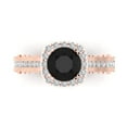 thumbnail image 1 of 2.7ct Round Cut Black Natural Onyx 18k Pink Rose Gold Engraving Statement Bridal Wedding Halo Designer Ring Size 6.5, 1 of 5