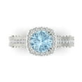 thumbnail image 1 of 2.7ct Round Cut Blue Natural Aquamarine 18k White Gold Engraving Statement Bridal Wedding Halo Designer Ring Size 7, 1 of 5