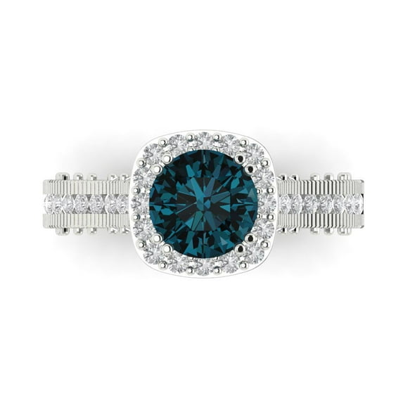 Clara Pucci 14K White Gold 2.37ct LondonBlueTopaz Halo Ring for Women
